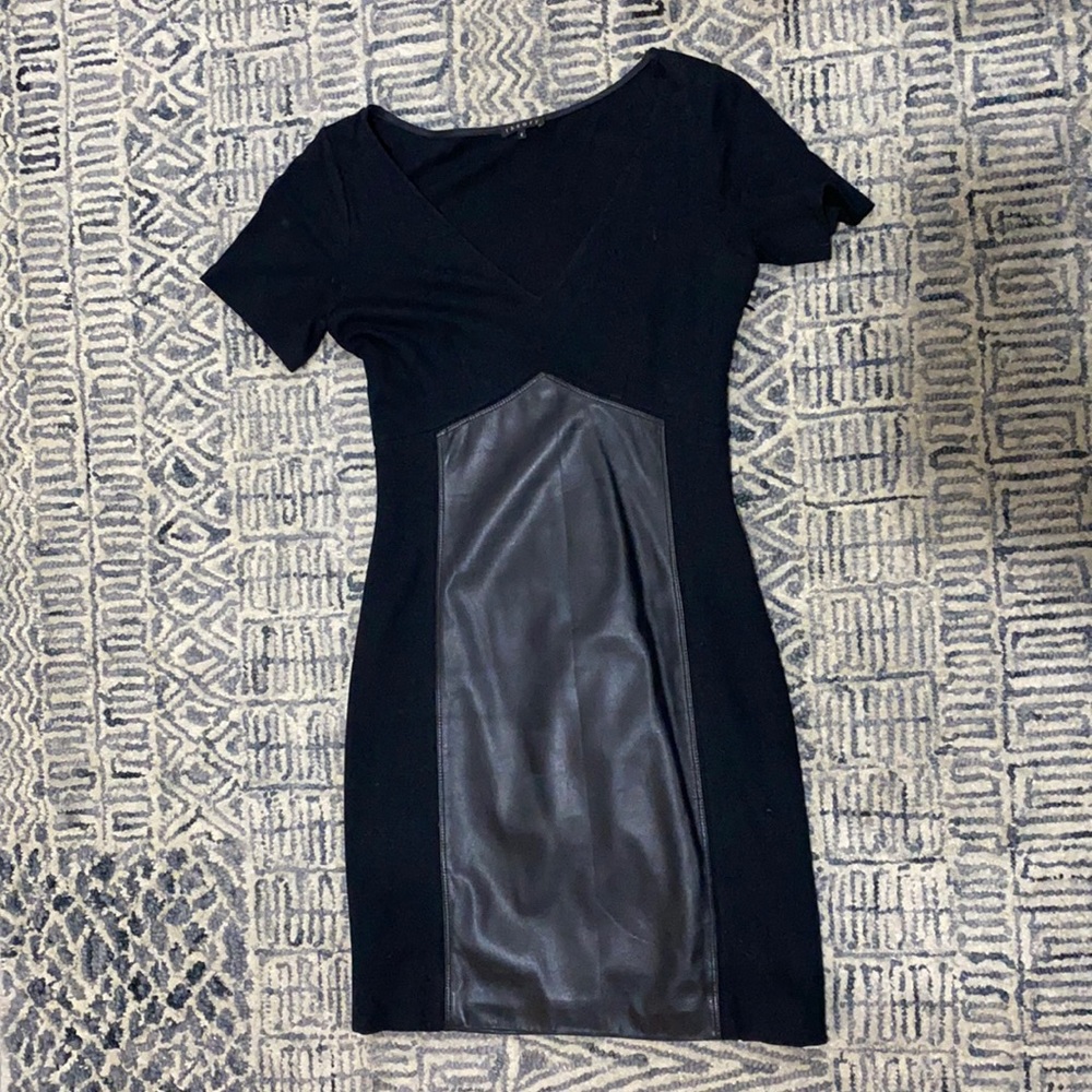 Dress with leather front and back